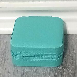 Faux Leather Aqua Travel Jewelry Box